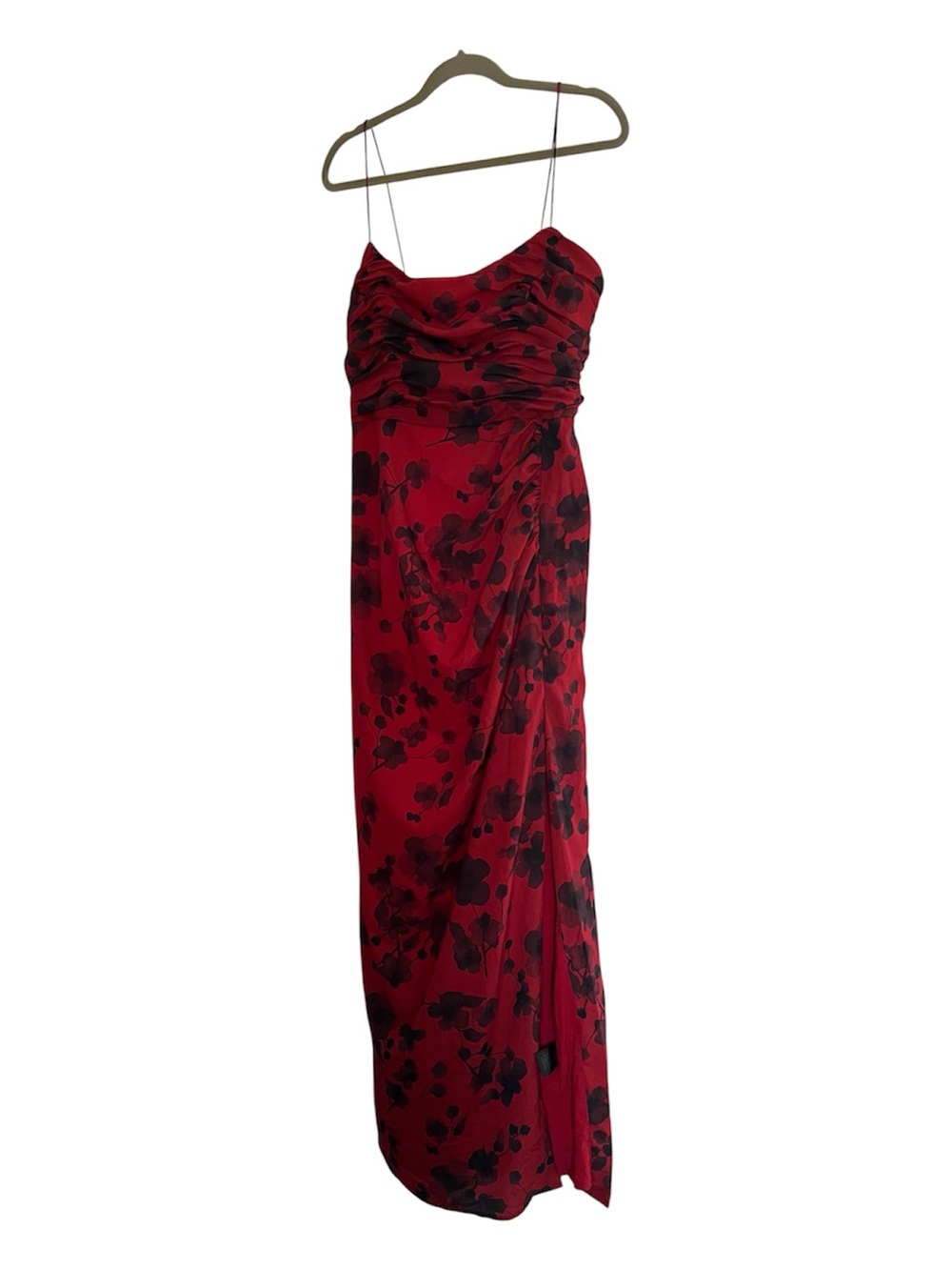 Hutch Red Maxi Dress with Black Floral Print Size 10